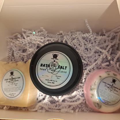 Romance Spa Box - Romance in Bloom Hot Process Soap, True Love Shampoo Donut and True Love Bath Salt